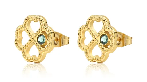 S'Agapõ Pozlacené náušnice Čtyřlístek Lucky Light SKT52