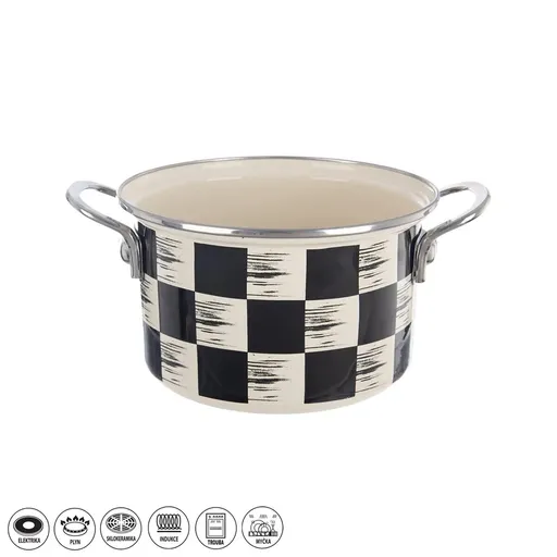 Hrnec smalt ŠACHOVNICE