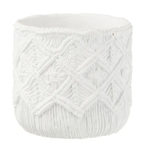 Bílý cementový květináč s drhaným vzorem Scrubb - Ø20*18 cm J-Line by Jolipa
