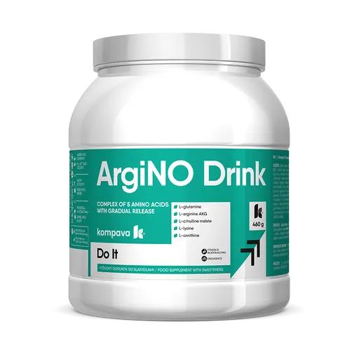 KOMPAVA PŘEDTRÉNINKOVÁ SVALOVÁ PUMPA ArgiNo drink 460g/42 porcí jablko-limetka