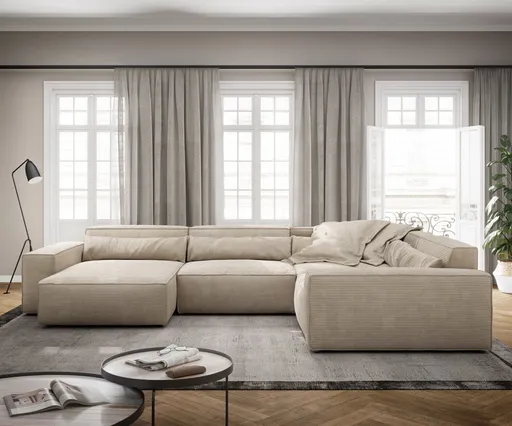 Pohovka ve tvaru "U" Sirpio XL 360x260 cm manšestr béžová