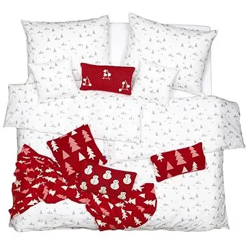 SCANquilt povlečení KREP stromky bílošedá (32905)