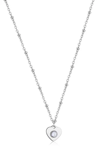 S'Agapõ Ocelový náhrdelník Srdíčko s perlou Message SSG26