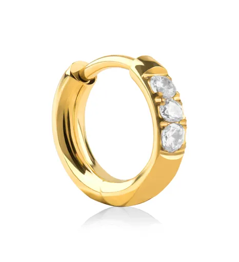 Troli Pozlacená kruhová single náušnice se zirkony VHLLE2008G 0,6 cm
