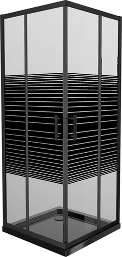 MEXEN/S Rio sprchový kout čtverec 80x80, pruhy, černá + černá vanička se sifonem 860-080-080-70-20-4070B