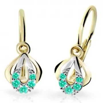 Cutie Jewellery Dětské bicolor náušnice ze žlutého zlata C2270-10-X-1 světle zelená