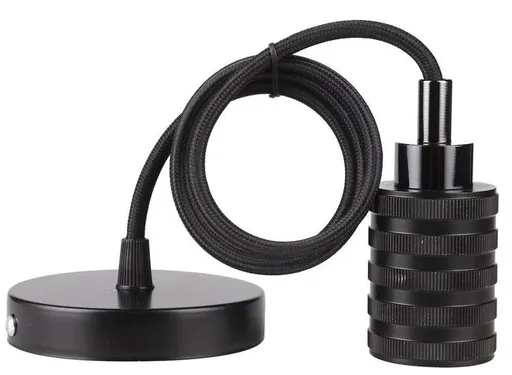 Černé kovové závěsné svítidlo s paticí E27