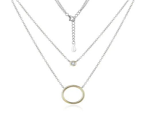 MOISS Dvojitý bicolor náhrdelník Kruhy N0000369