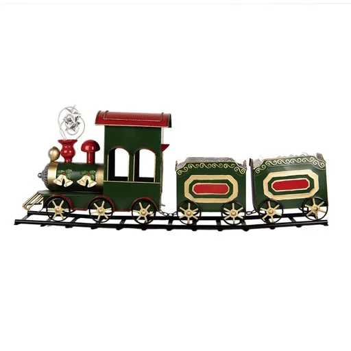 Zelená kovová dekorace vláček Christmas Train - 77*15*33 cm Clayre & Eef