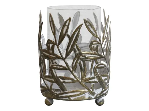 Bronzový antik kovový svícen Vire Leaves - Ø 8*11 cm Chic Antique