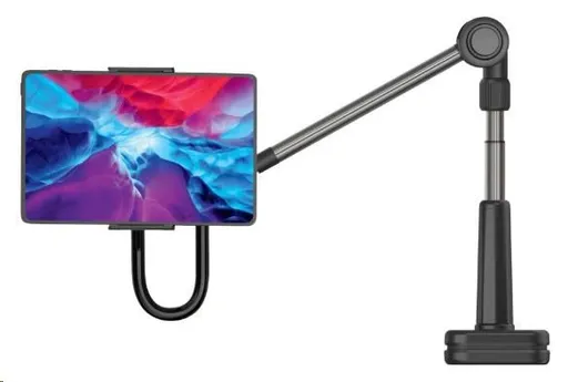 FIXED univerzální držák RELAX na tablet/telefon pro upevnění na stůl s otočným a nastavitelným ramenem, černá