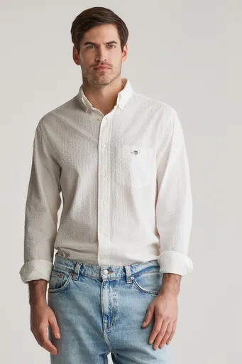 KOŠILE GANT REG SOLID SEERSUCKER SHIRT EGGSHELL