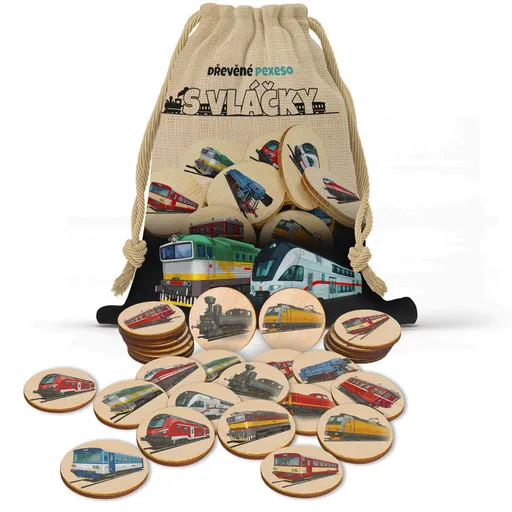 Dřevěné pexeso - Vlaky