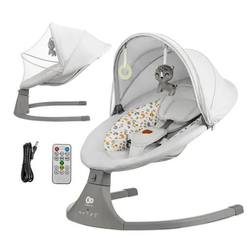 Kinderkraft Lehátko houpací s melodií 2v1 Lumi, do 9 kg, Premium Light Grey