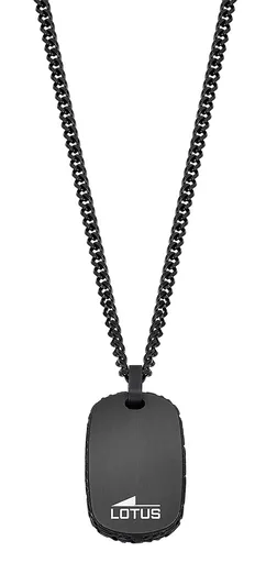 Lotus Style Černý ocelový náhrdelník Men in Black LS2257-1/1