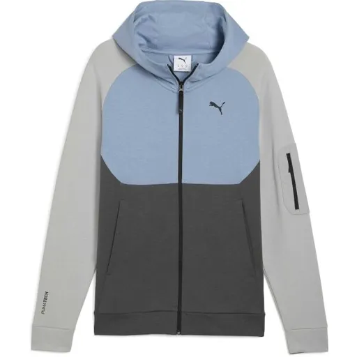 Puma TECH FZ HOODIE Pánská mikina, tmavě šedá, velikost