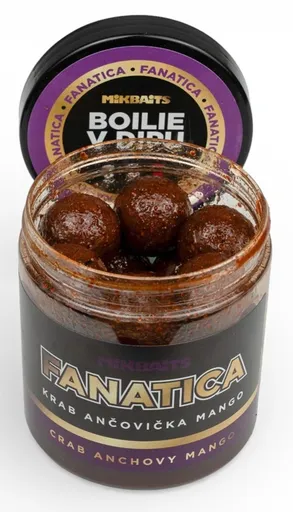 Mikbaits boilie v dipu fanatica krab ančovička mango 250 ml - 20 mm