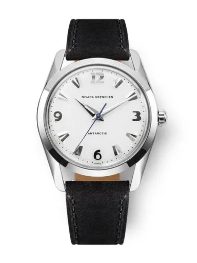 Nivada Grenchen Antarctic 35 mm - White Luminova - Black Leather