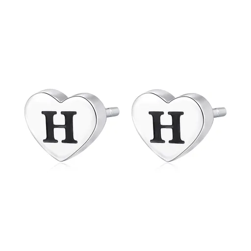 S'Agapõ Ocelové náušnice s písmenem H Click SCK101