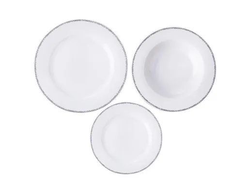 Sada jídelní ORION Čtverečky  - rozbaleno - JEN 5x dezertní talíře, 5x hlubokých talířů, 4x velké t.