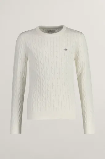 SVETR GANT SHIELD COTTON CABLE C-NECK EGGSHELL