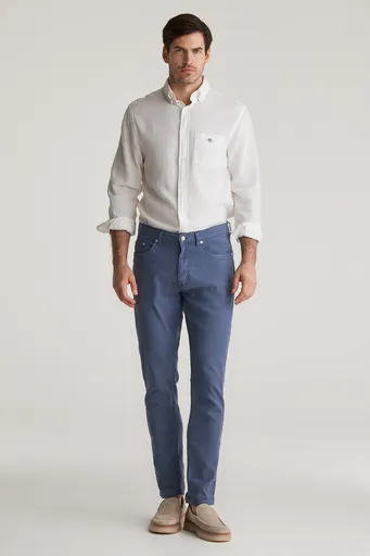 DŽÍNY GANT SLIM COT/LINEN JEANS DUSTY NAVY