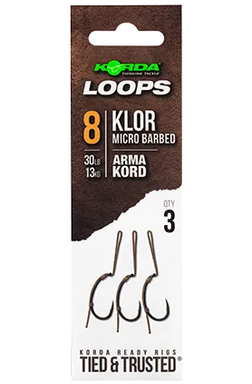 Korda hotové montáže loop rigs klor - háček 8 nosnost 30 lb