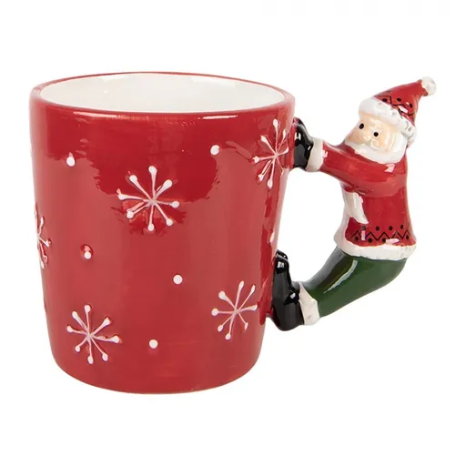 Červený keramický hrnek Santa Claus - 15*10*11 cm / 400 ml Clayre & Eef
