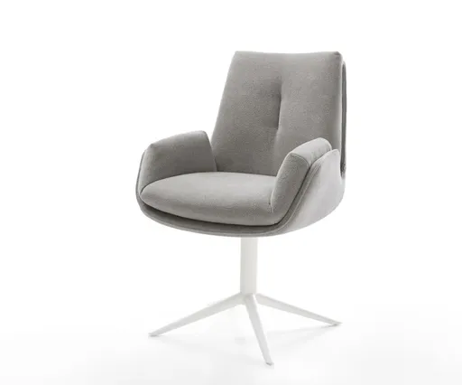 Jídelní židle Clea-Flex látka Měkký šedá křížová podnož bílá