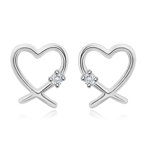 Náušnice ze stříbra 925 - srdce s čirými zirkony, prodloužená ramena
