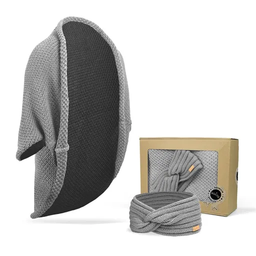 Bontis Dárkové balení: Pletený kardigan a čelenka - Světle šedá