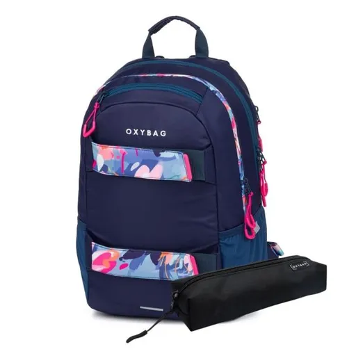 Oxybag ETUE SPORT FLOWERS Studentský batoh, tmavě modrá, velikost