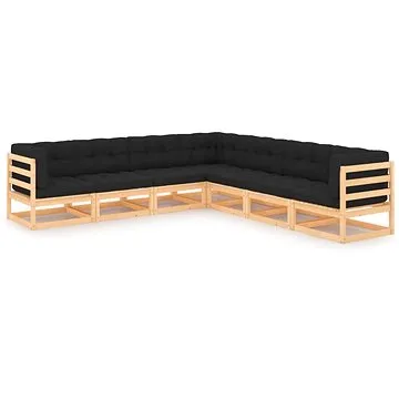 7dílná zahradní sedací souprava s poduškami masivní borovice, 3083827 (3083827)