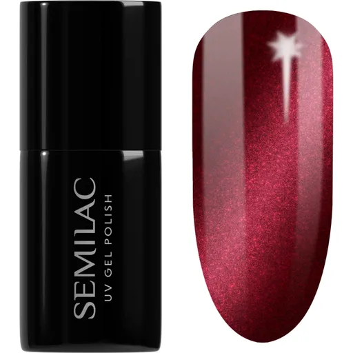 Semilac UV Hybrid Silk Effect gelový lak na nehty s použitím UV/LED lampy odstín 467 Red Candle Flash 7 ml
