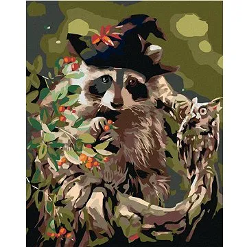 Diamondi - Diamantové malování - MÝVAL S KLOBOUKEM A SOVOU, 40x50 cm, bez rámu a bez vypnutí plátna (603689A)