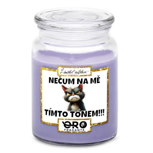 Svíčka Nečum na mě – kočka (Vůně svíčky: Levandule)