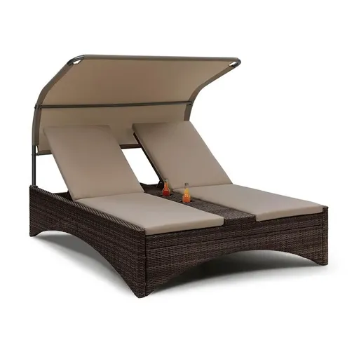 Blumfeldt Eremitage Double Lounger, lehátko pro 2 osoby, hliníkový rám/ratan, hnědé