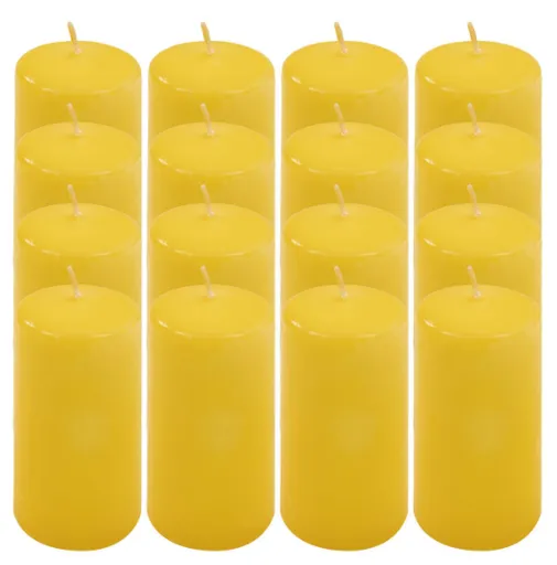 Žlutá parafínová svíčka 10 cm, 20 h, 16 ks