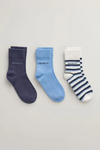 PONOŽKY GANT STRIPE SOCKS 3-PACK WHITE