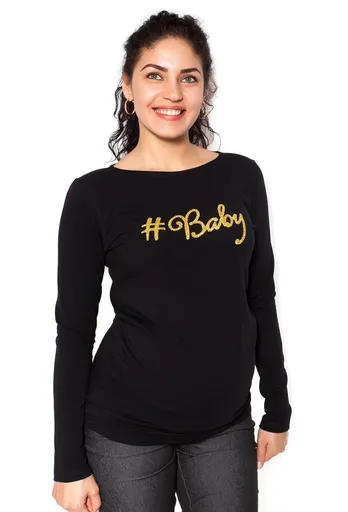 bemaamaa Těhotenské triko dlouhý rukáv Baby - černé - S