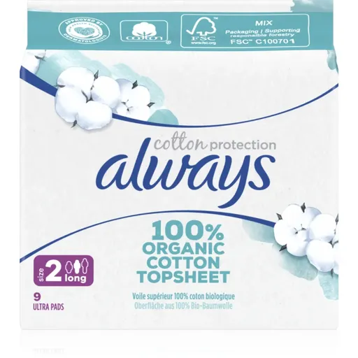 Always Cotton Protection Long vložky bez parfemace 9 ks