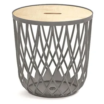 PROSPERPLAST univerzální koš UNIQUBO s dřevěným víkem šedý kámen 39cm (IKUB35T-405U)