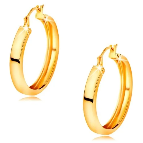 Náušnice ve žlutém 14K zlatě - kruhy s lesklým hladkým povrchem, 18 mm