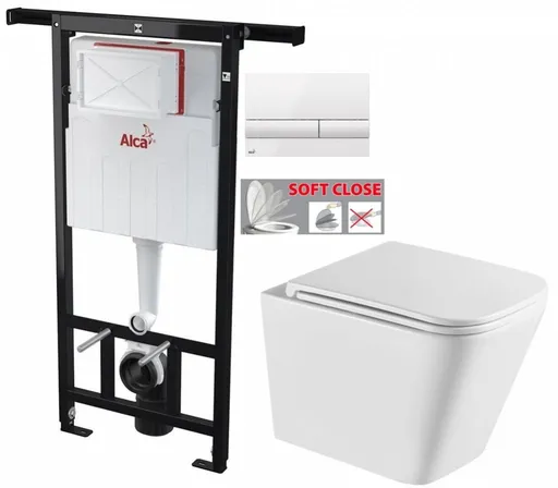 ALCA Jádromodul předstěnový instalační systém s bílým tlačítkem M1710 + WC INVENA FLORINA WITH SOFT, včetně soft/close sedátka AM102/1120 M1710 FL1