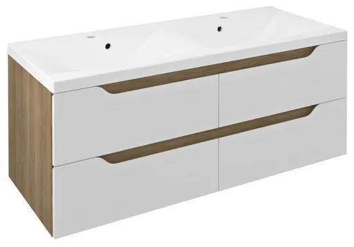 SAPHO WAVE dvojumyvadlová skříňka 119,7x50x47,8cm, bílá/dub cuneo WA120-3025