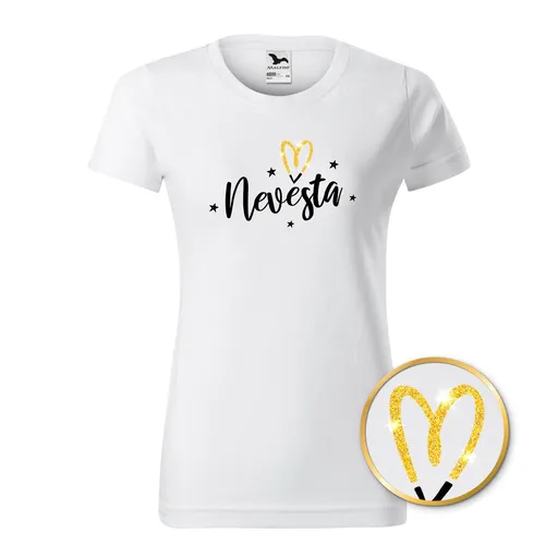 Bontis Tričko Nevěsta TŘPYTIVÉ SRDCE - Bílá | L
