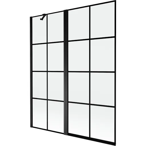 MEXEN MIST vanová zástěna 140x150 cm 6mm f+s, černá, dekor, levá 8A9-140-011-70-77-L