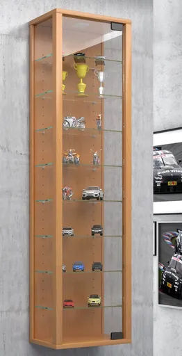 VCM Nástěnná vitrína Stano Maxi s LED osvětlením, buk