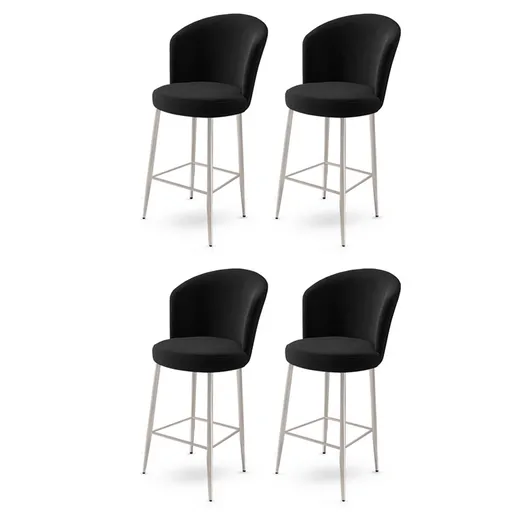 Bar Stool Set (4 Pieces) Alte - Black, Chrome