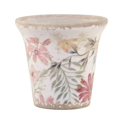 Keramický dekorační obal na květináč s květy Floral Auray S - Ø 9*8,5cm Chic Antique